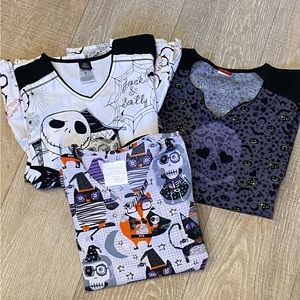 Set of 3 Holloween scrub tops